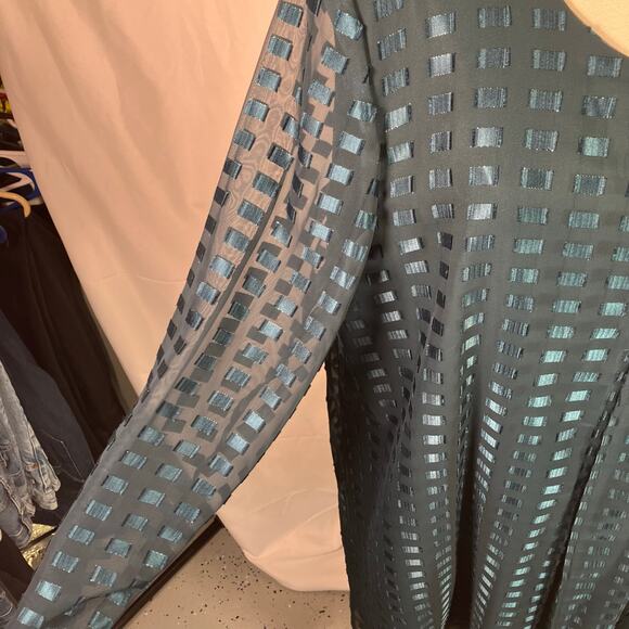 Robert Too Mujeres Petite Green Mesh Overlay Sheath Dress 16WP Made in USA - Picture 3 of 12